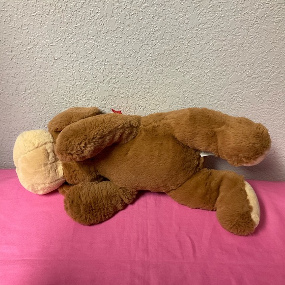 Hug Fun Plush Flopsie Brown Dog with Red Bow Lying Down Dog Stuffies - Picture 8 of 10